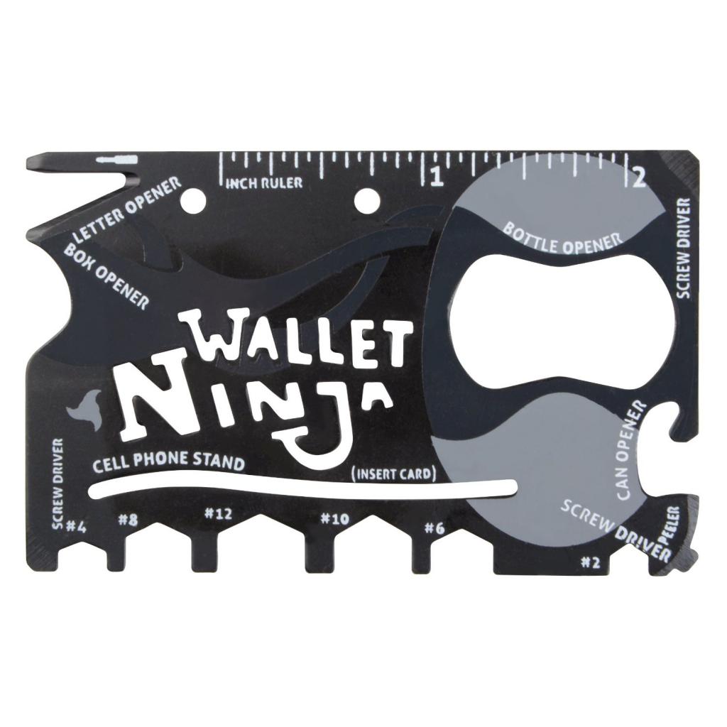 [16/12/2014] Jeder wahre Ninja braucht es: Das Ninja-Multi-Tool für den Geldbeutel. Zwar besitzt es nur die Größe einer Kreditkarte, kann uns aber mit seinen 18 Funktionen vollkommen überzeugen. Ob Lineal, Dosenöffner, Schraubenschlüssel oder Smartphone-Ständer - für jede Situation ist das richtige Werkzeug dabei.