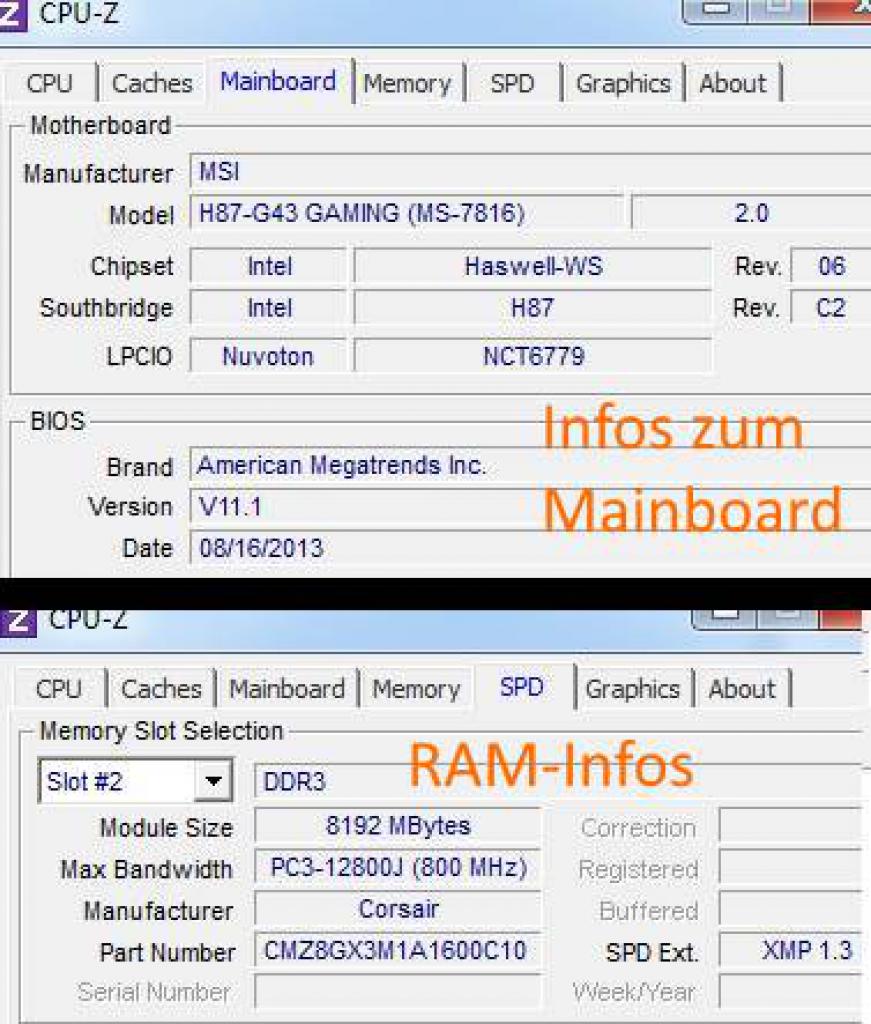 [08/01/2015] CPU-Z Infos zum Mainboard und RAM