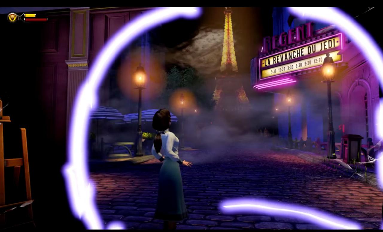 [14/01/2015] In Bioschock Infinite besitzt Elizabeth die Fähigkeit Dimensions-Tore zu erzeugen. Diese können dann benutzt werden, um Deckung und andere nützliche Dinge für den Kampf herbeizuzaubern, aber auch ein Spaziergang im nächtlichen Paris lässt sich damit schnell einrichten.