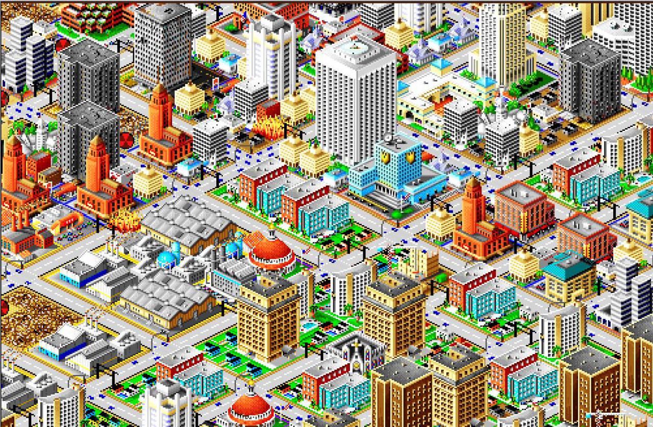 [27/01/2015] Sim City 2000 in seiner vollen SVGA-Pracht: Die hohe Auflösung ergab bei der kleinteiligen Städtegrafik auch spielerisch Sinn.