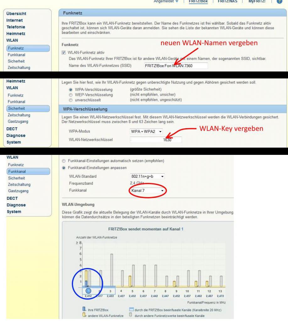 [06/02/2015] FritzBox 7360: WLAN unbenennen, Key und Kanal ändern