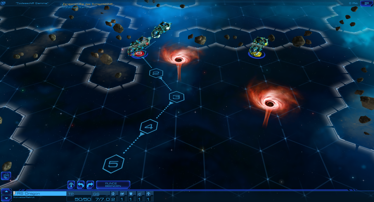 [23/02/2015] Sid Meier's Starships - Gefechte tragt ihr auf einem 2D-Hexagon-Schlachtfeld aus. Dabei kommt es auf eine effektive Positionierung eurer Einheiten an. Objekte wie etwa Asteroidenfelder geben Deckung, blockieren aber auch die Schusslinie.