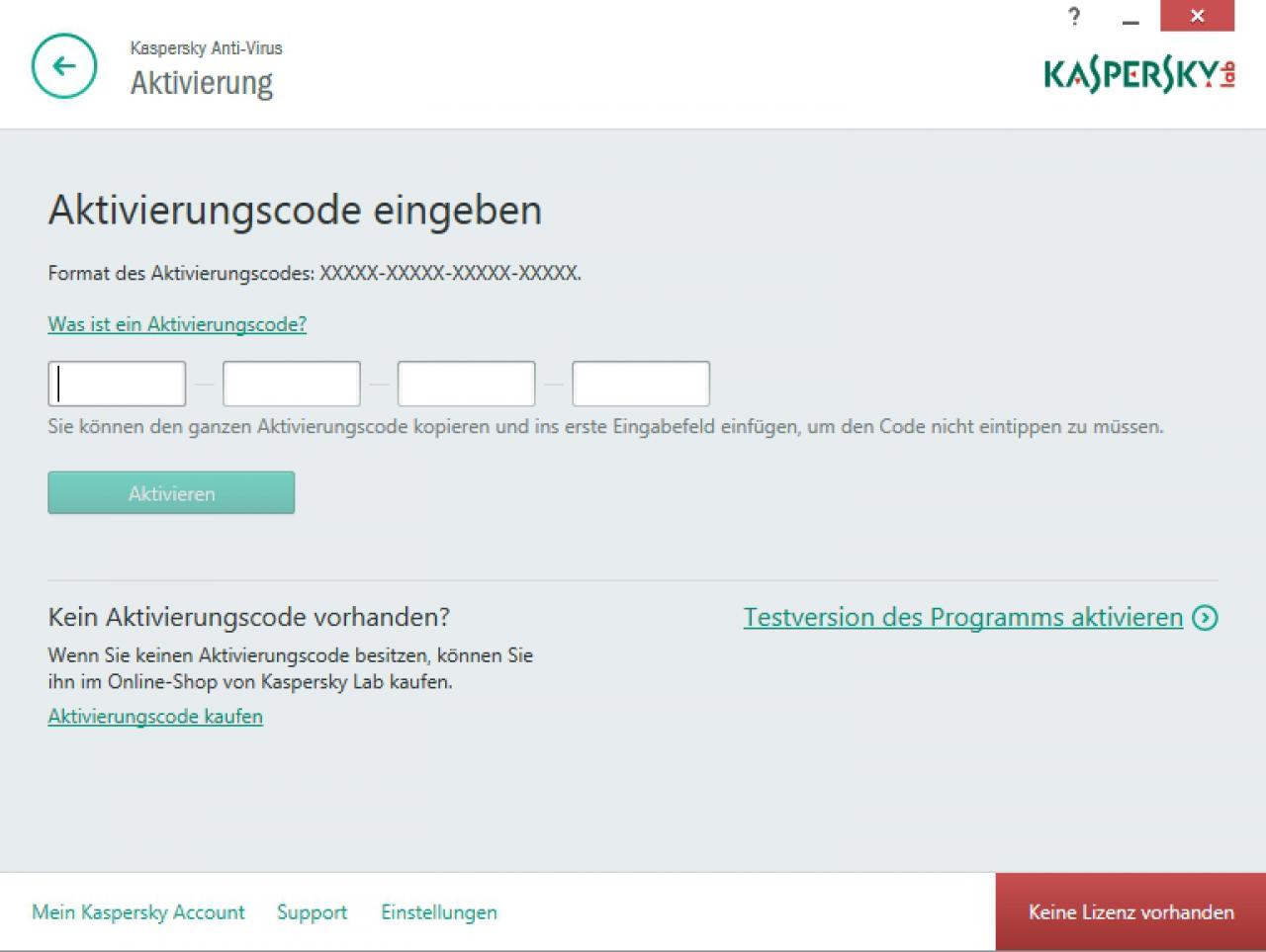 [27/02/2015] Auf diesem Bildschirm aktivieren Sie die Software. Aktiveren Sie hier auf keinen Fall die 30-tägige Testversion.