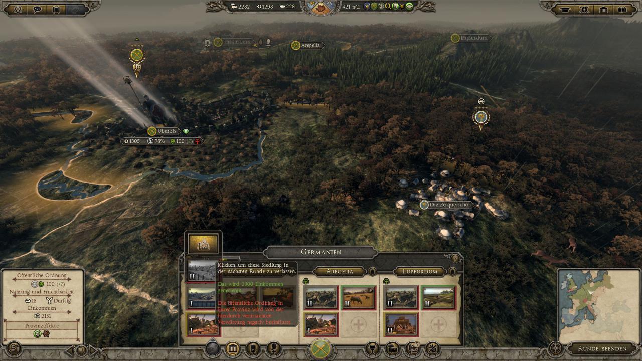 [12/02/2015] In Total War: Attila könnt ihr auch aufseiten der wandernden Stämme spielen. Diese fangen ohne eine Siedlung an, können aber, solange ihnen noch keine Stadt gehört, überall auf der Karte ein Lager aufschlagen. Im Lager erholen die Truppen sich und außerdem können Getreidefelder angelegt werden.