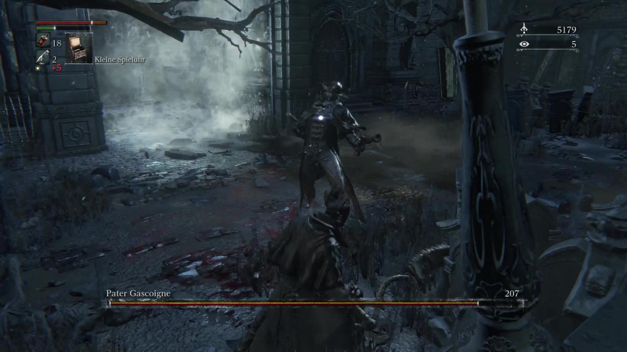 [31/03/2015] Bloodborne - Bosskampf - Pater Gascoigne: Nutzt eure Pistole, um ihn zu stunnen. Danach verpasst ihm schwere Eingeweide-Angriffe.