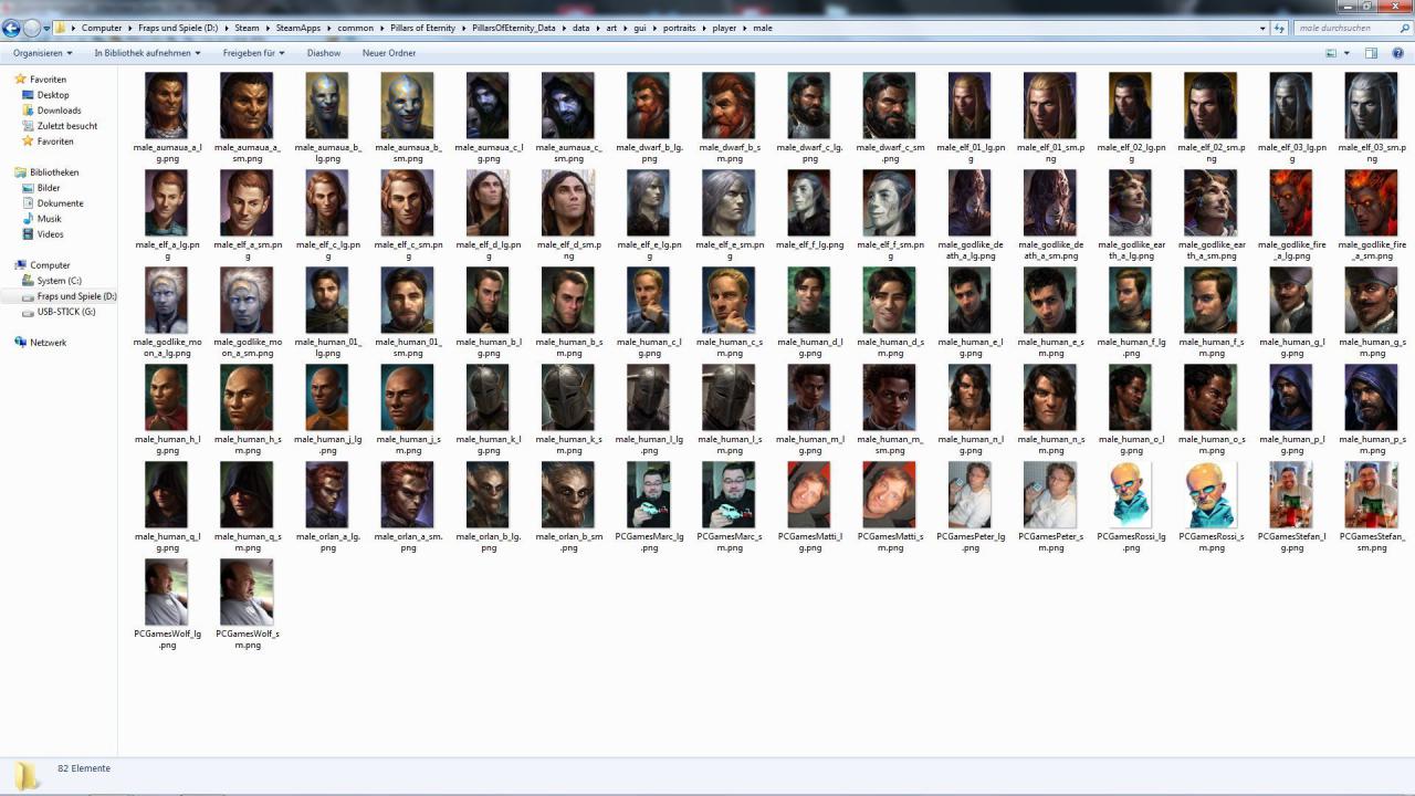 [27/03/2015] Die zwei PNG-Bilder verschiebt ihr in den Ordner \Steam\SteamApps\common\Pillars of Eternity\PillarsOfEternity_Data\data\art\gui\portraits\player\male oder ...\female.