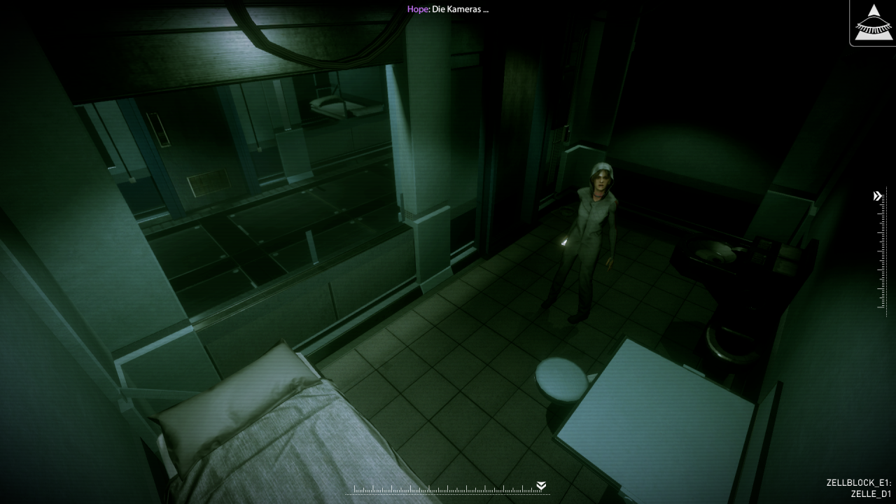 [03/03/2015] République Remastered - Zu Beginn müsst ihr Hope aus ihrer Zelle befreien. Ihr steuert die Figur dabei mithilfe des Überwachungskameranetzwerks.