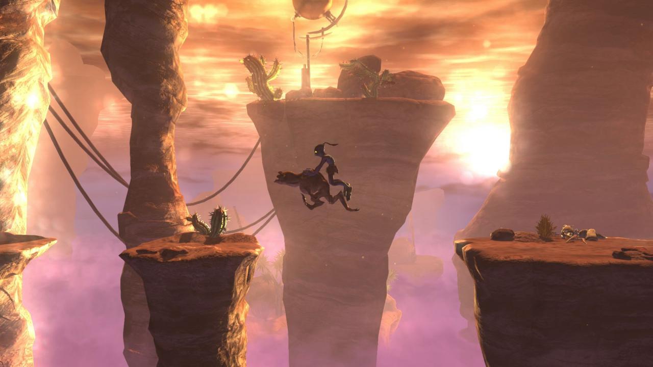 [12/03/2015] Im Verlauf des Spiels muss Abe auch den Rücken eines Elmus besteigen, um Jump&Run-Passagen zu absolvieren, die stark an einen Endless Runner erinnern.