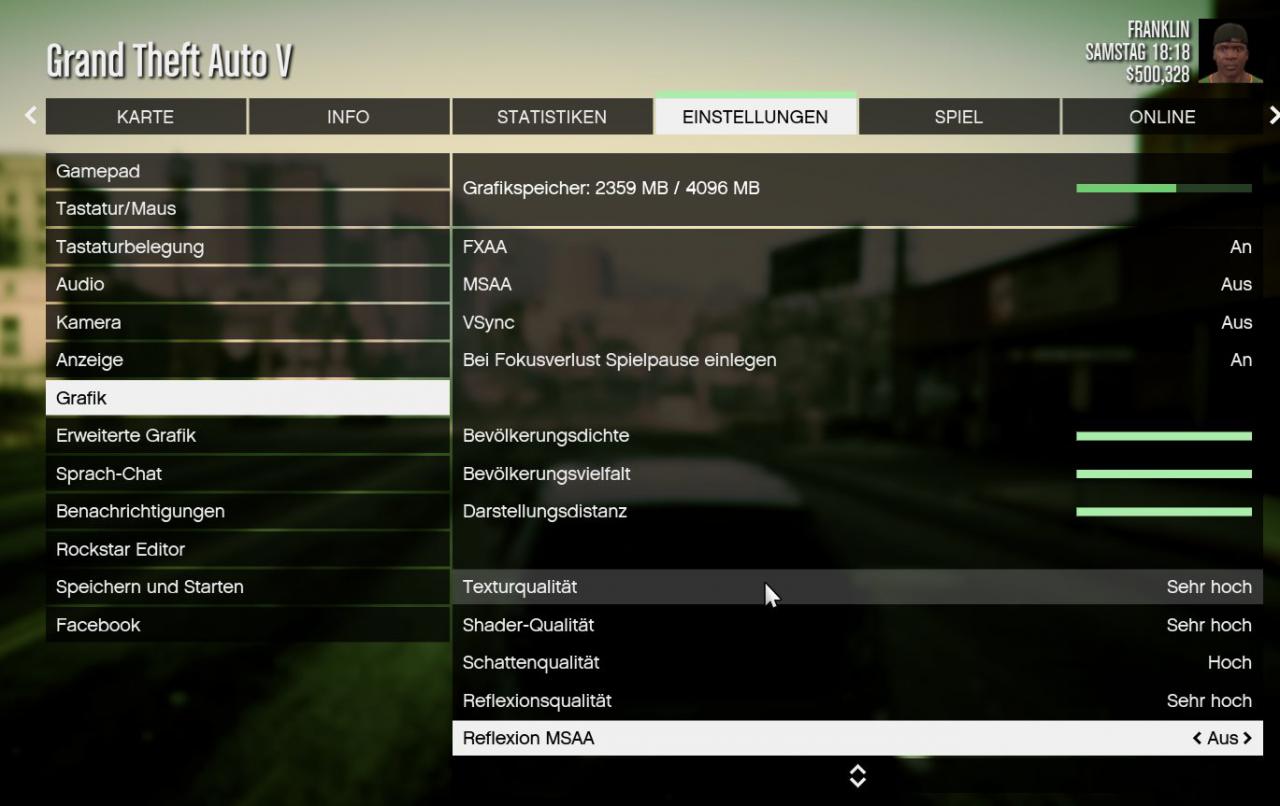 [17/04/2015] Ein Teil der Grafikoptionen in GTA 5 PC.