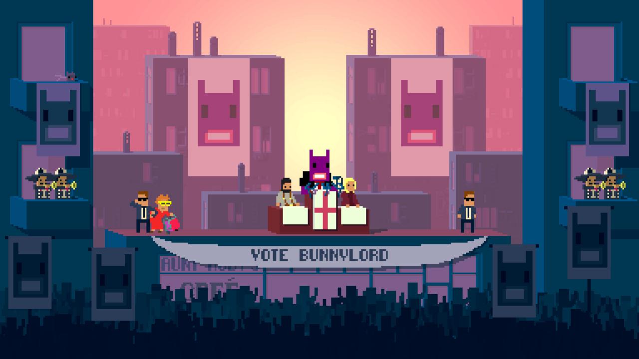 [23/04/2015] Not A Hero - Stellt euch Hotline Miami als Sidescroller mit viel Humor vor. Politik hat noch nie so viel Spaß gemacht wie in dem Indie-Shooter von 7Roll. Um eure politische Agenda im Spiel durchzusetzen und eure politischen Gegner zu übertrumpfen, nutzt ihr rohe Waffengewalt. Der Begriff 