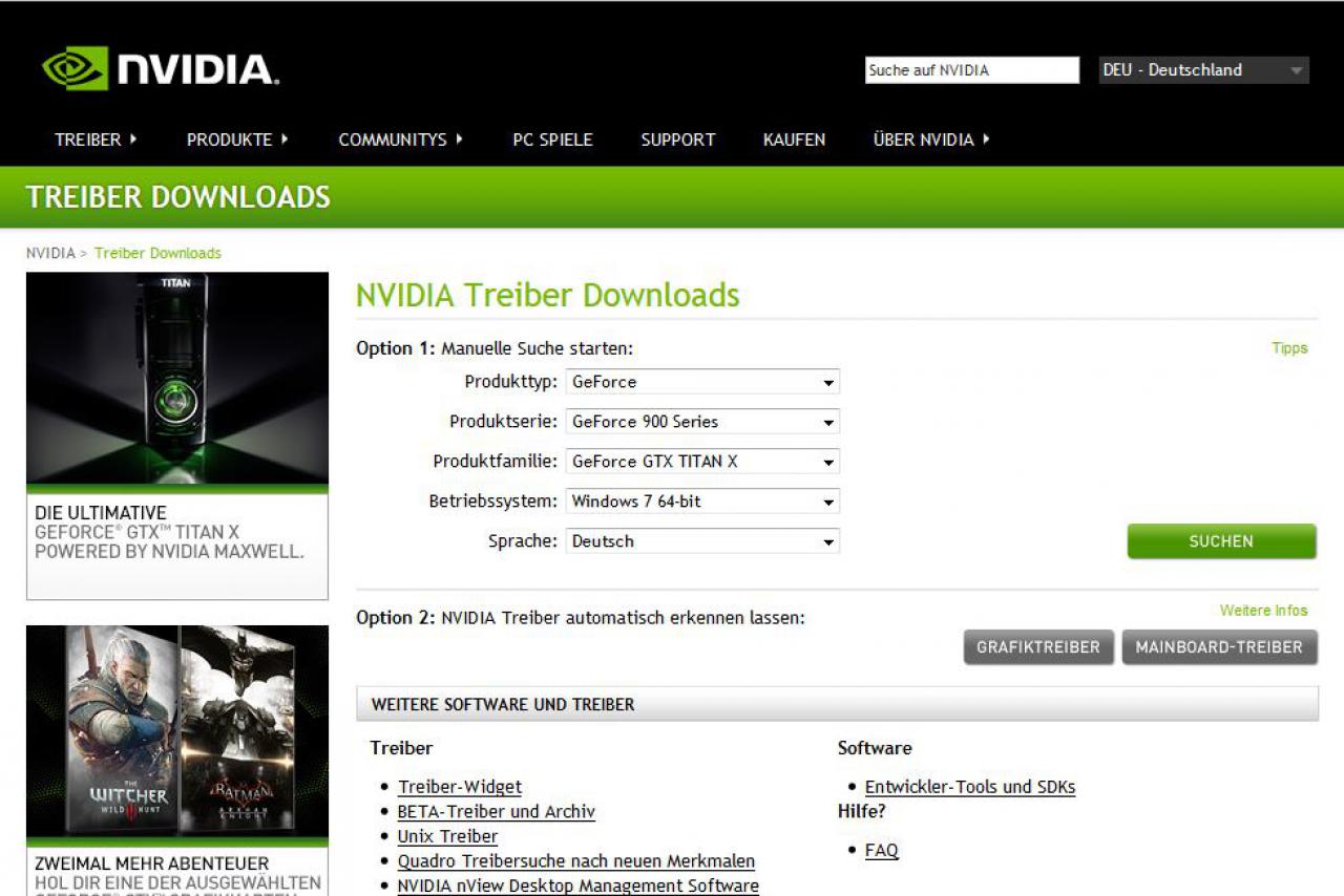 [07/05/2015] Nvidia-Website Treibersuche