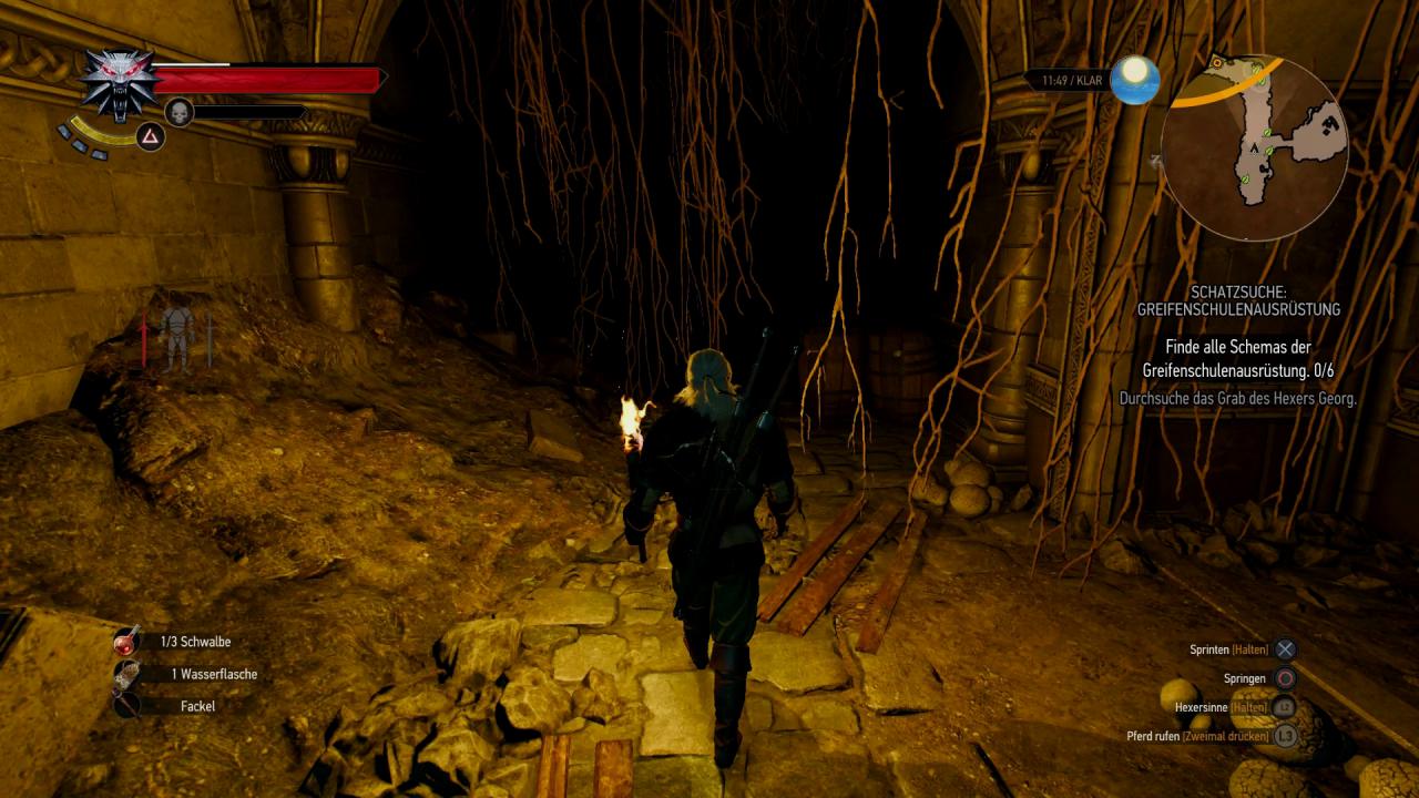 [12/05/2015] Viele Dungeons, Ruinen, Keller und Höhlen sind so stockfinster, dass man ohne Fackel nicht die Hand vor Augen sieht.