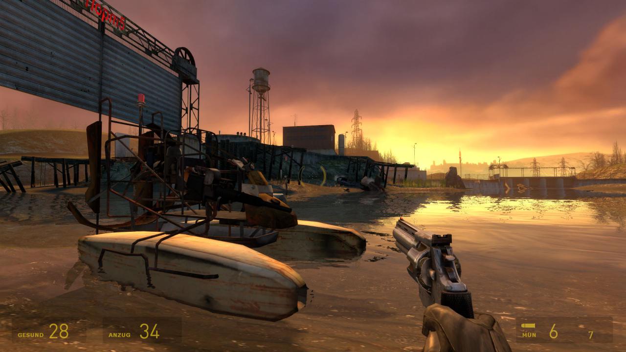 [03/06/2015] Der wunderschöne Sonnenuntergang am Ende der (langen) Luftkissenboot-Sequenz macht dank Update-Mod noch mehr her.
