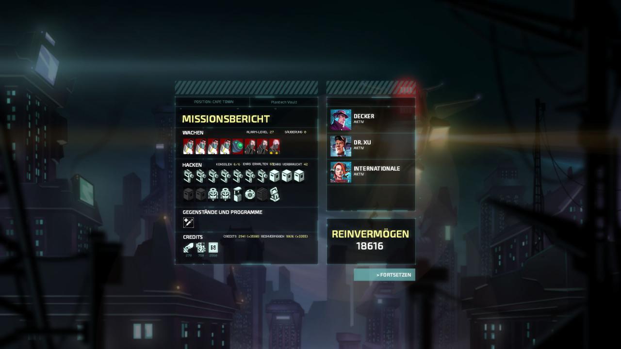 [11/06/2015] Wenn ihr euch erfolgreich durch die jeweiligen Levels hackt, werdet ihr mit reichlich Credits belohnt. Auch hierfür gibt es Stellschrauben in den Optionen, um das Spiel leichter oder schwerer zu gestalten.