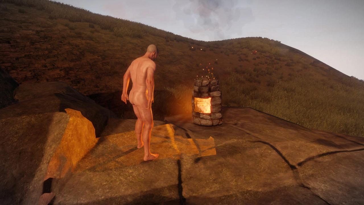 Ein nackter Mann in Rust. 