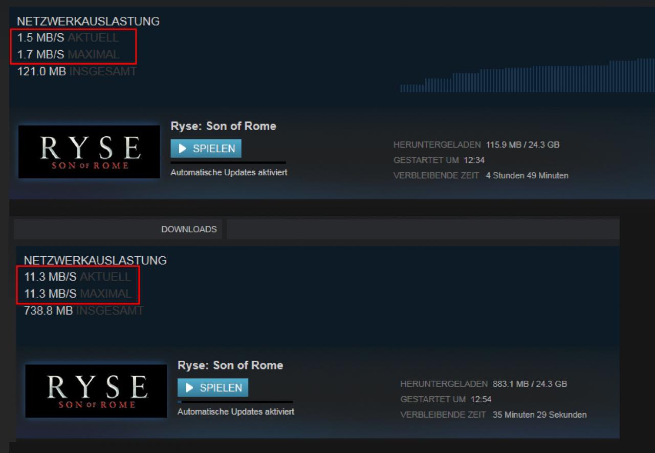 [23/07/2015] Beim Praxiseinsatz mit Steam macht sich der Wechsel von den alten zu den neuen Adaptern deutlich bemerkbar. Jetzt lassen sich auch große Spiele-Clients schnell runterladen.