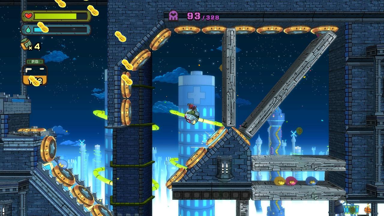 [23/07/2015] Wenn sich Tembo zu einem Ball einrollt und an solchen Sprungfeldern anstößt, wirbelt er besonders schnell durch die Levels.