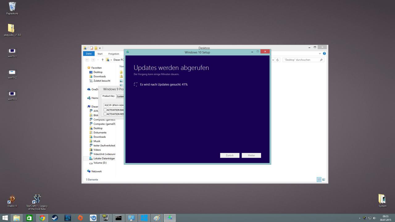 [30/07/2015] Nach erfolgtem Download von Windows 10 werden Upgrades abgerufen, wofür ihr ebenfalls einige Minuten einplanen solltet.