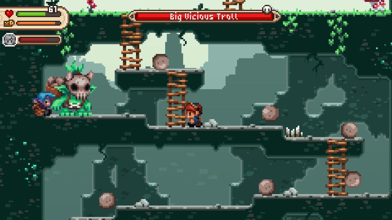 [28/08/2015] Highlight der mäßig steuerbaren Jump&Run-Levels: Ein Bosskampf im Donkey-Kong-Stil.