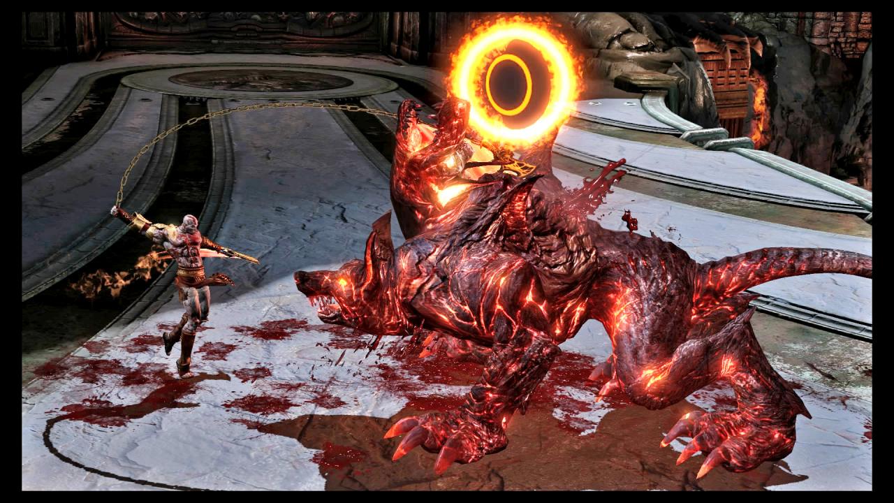 [03/08/2015] Mit Wau-Effekt: Größere Gegner wie diesen Cerberus erledigt ihr unter anderem mit gut getimten Quick-Time-Events. Sagen wir es so: Drei Köpfe hat er nicht mehr lange.