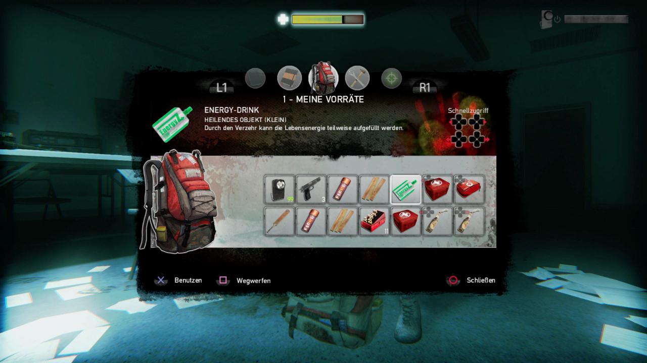 [18/08/2015] Inventarplatz ist ständig knapp. Obacht: Während ihr im Rucksack herumsucht, läuft das Spiel weiter.