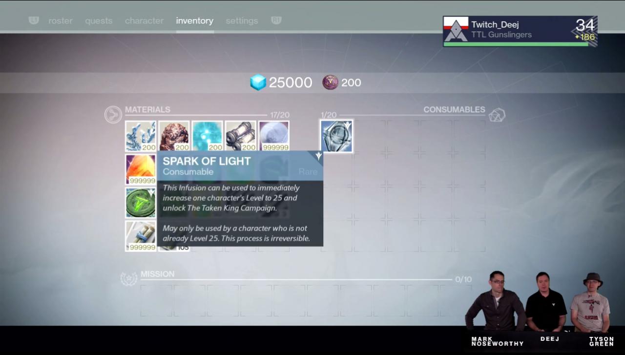 [24/08/2015] Level-Boost nach WoW-Vorbild: Wenn ihr Destiny: König der Besessenen kauft, könnt ihr mit einem speziellen Item einen beliebigen Charakter direkt auf Stufe 25 bringen. Der Vorgang geht nur einmal pro Spielkopie.