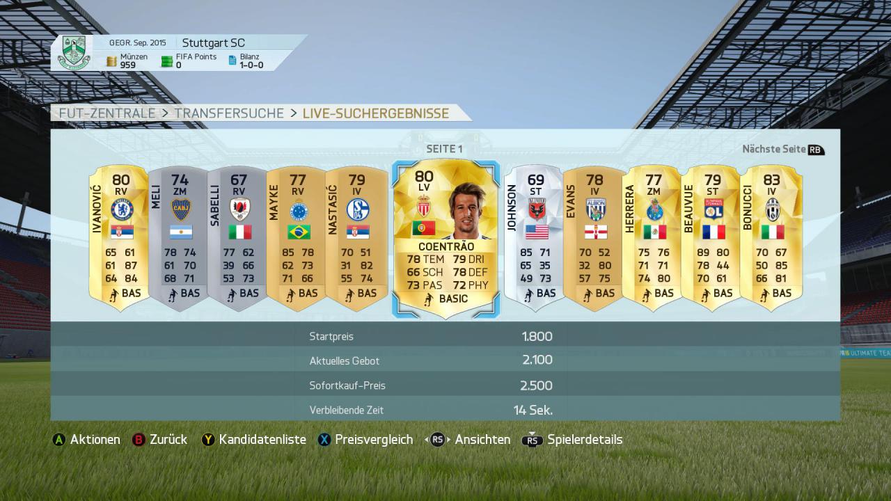 [25/09/2015] Behaltet im Transfermarkt die Preisverläufe einzelner Spieler im Auge.