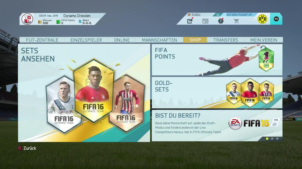 [25/09/2015] FIFA Ultimate Team - Nicht immer lohnt sich der Kauf von Goldsets. Lieber sucht ihr gezielt nach passenden Spielern.