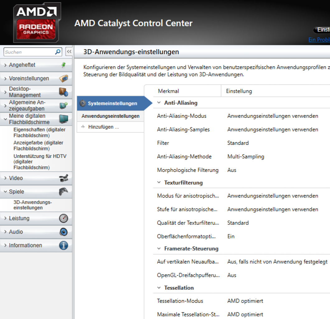 [10/09/2015] Grafiktreibermenü Catalyst Control Center von AMD