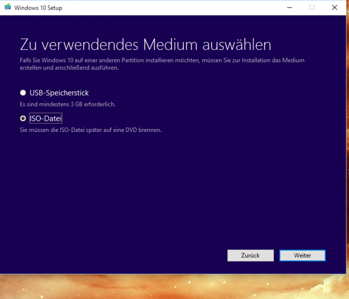 [03/09/2015] Media Creation Tool: Datenträgerart wählen