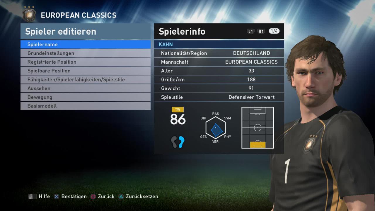 [18/09/2015] Das Aussehen der Classic-Spieler muss ebenfalls noch angepasst werden. Lediglich Werte und Namen stimmen überein.