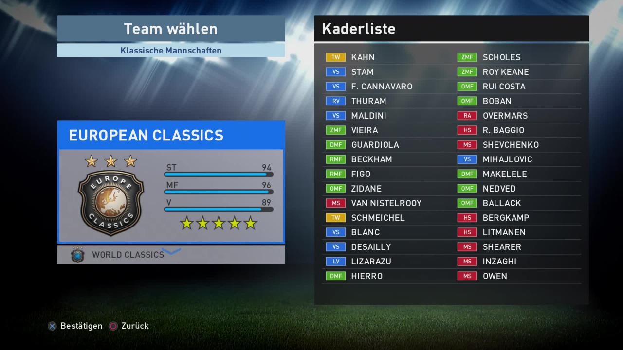 [18/09/2015] Alle Originalnamen des European Classics-Teams im Überblick