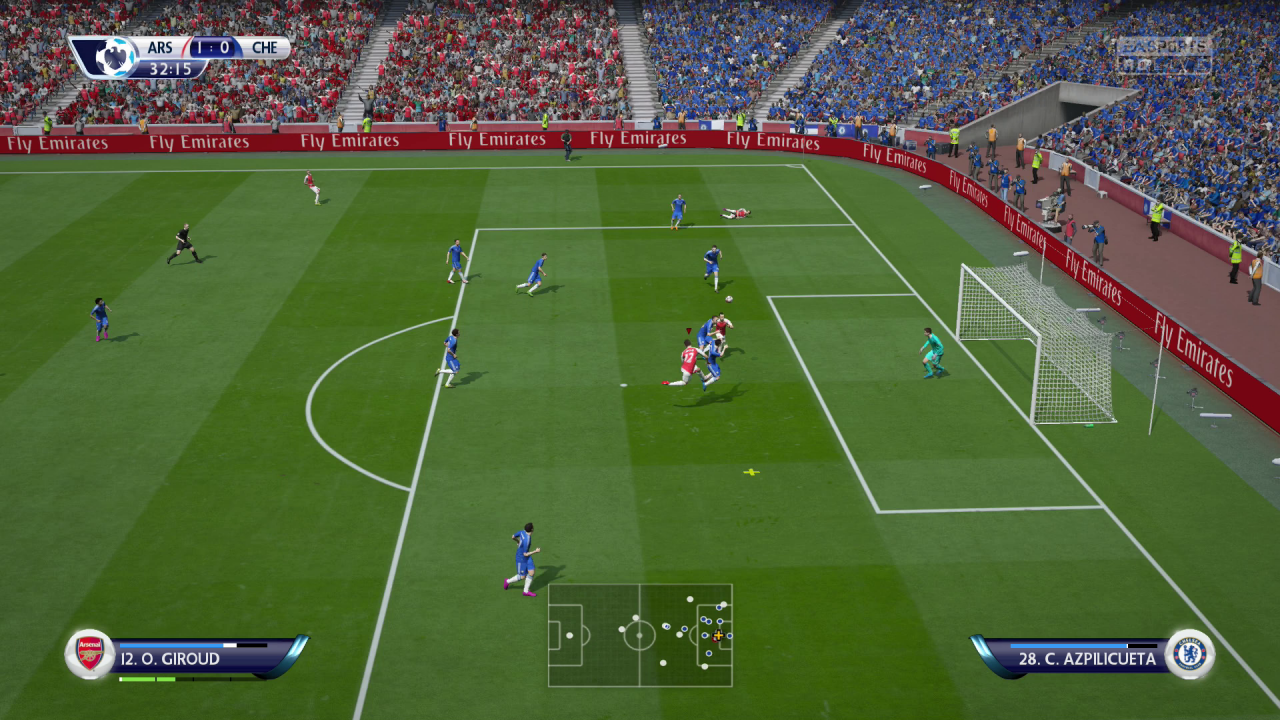 [21/09/2015] Das Spiel über die Flügel steuert sich nun viel besser. So präzise wie bei PES 2016 spielt es sich aber trotzdem nicht.