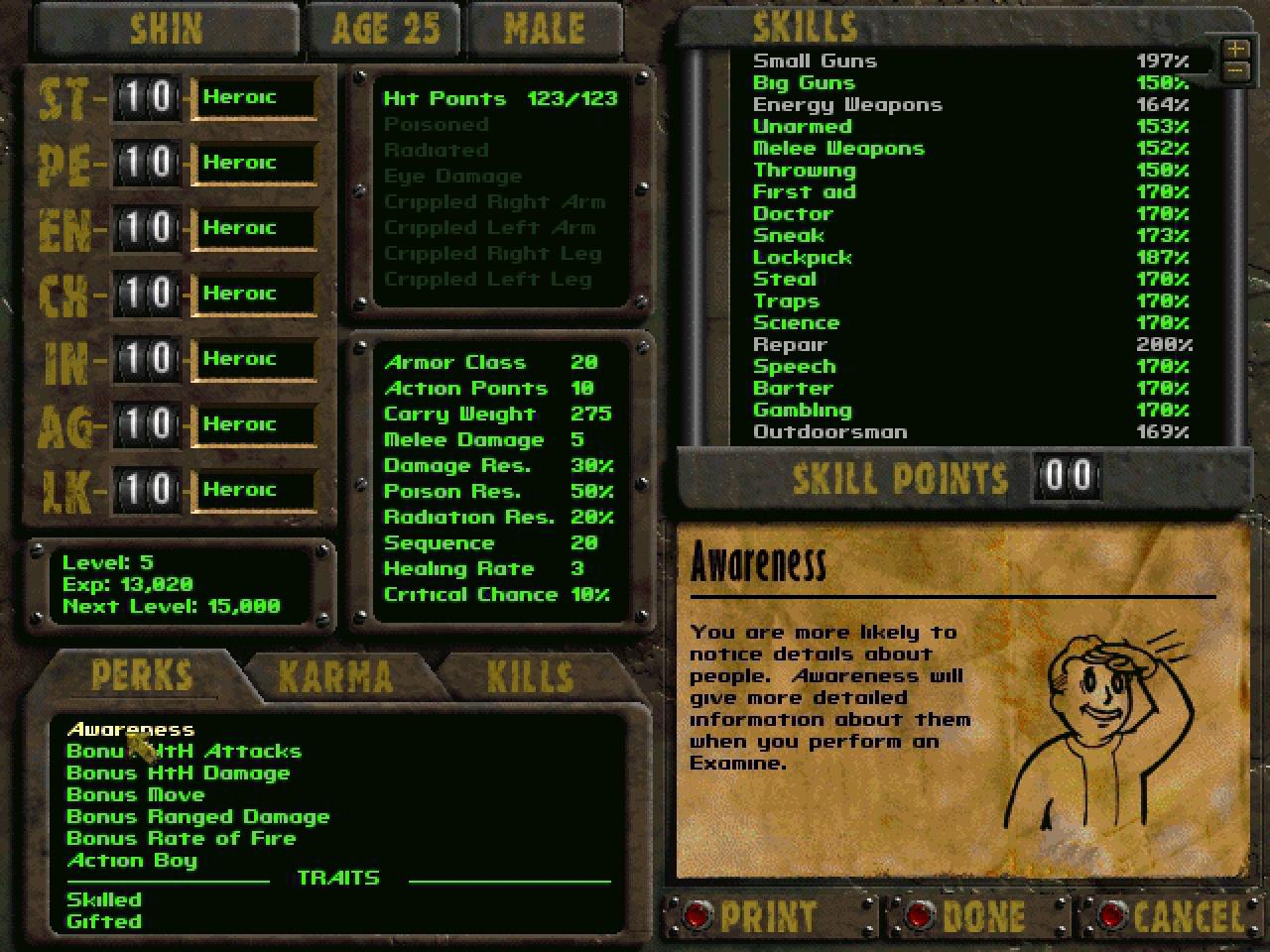 [30/10/2015] Das komplexe Charaktersystem mitsamt SPECIAL-Attributen gab's schon in Fallout 1.