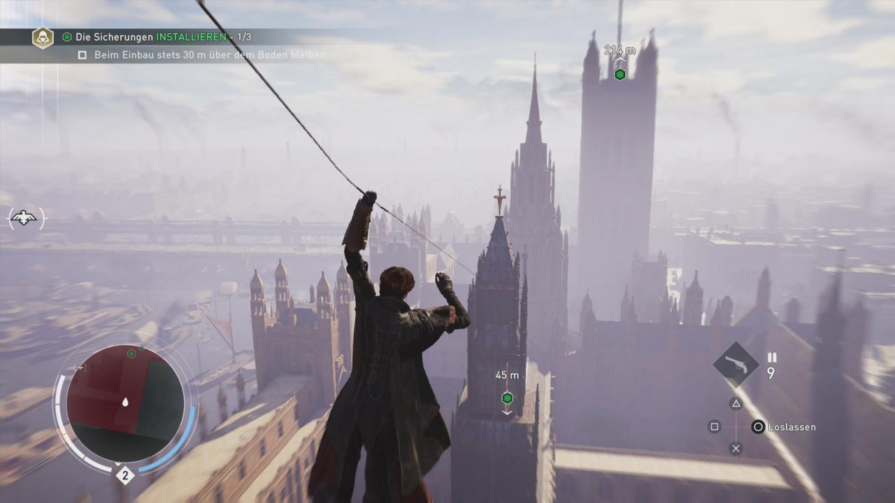 [21/10/2015] Nutzt euren neuen Seilwerfer, um am Big Ben voranzukommen.