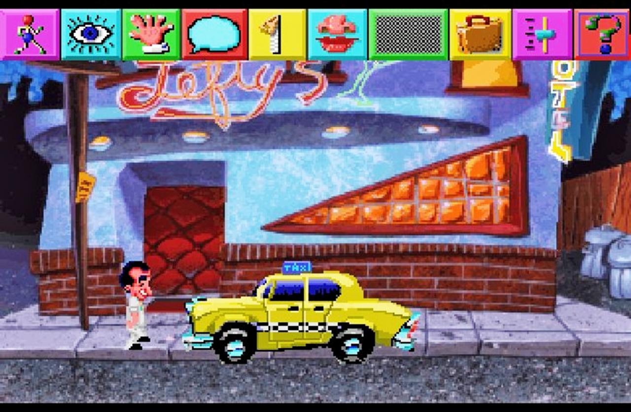 [15/10/2015] Sex aus dem Hause Sierra: Leisure Suit Larry (im Bild: das VGA Remake von 1991) treibt nicht wenigen Spielern die Schamesröte ins Gesicht. Und auf dem Cover von Softporn Adventure ist die halbnackte Roberta Williams abgebildet.