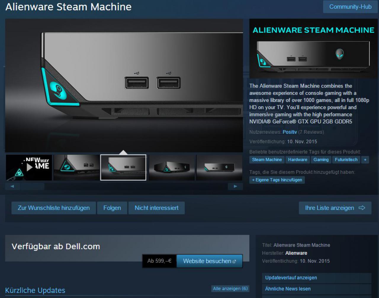 [18/11/2015] Alienwares Steam Machine im Steam-Shop