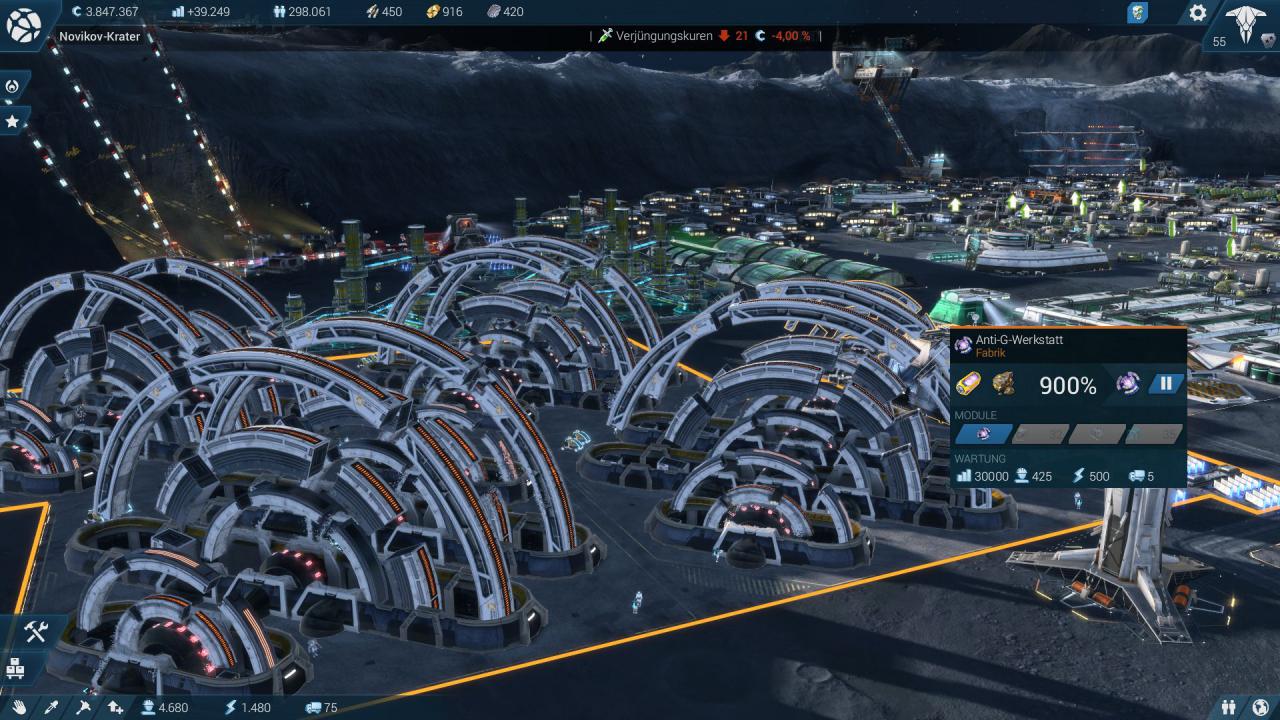 [02/11/2015] Anno 2205: Für die Investoren-Zivilisationsstufe auf der Erde benötigen wir Schwerkraft-Kompensatoren. Diese lassen sich ausschließlich auf dem Mond herstellen.
