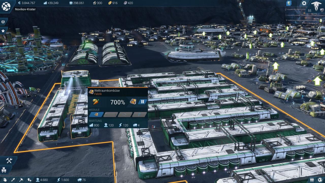 [02/11/2015] Anno 2205: Um die Mondbewohner besser zu versorgen, errichten wir für die dortige Zivilisationsstufe der Offiziere eine Weltraumkombüse.