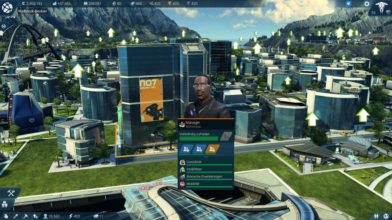 [02/11/2015] Anno 2205: Die Zivilisationsstufe der Manager in der Gemäßigten Zone benötigen Bionische Erweiterungen vom Mond.