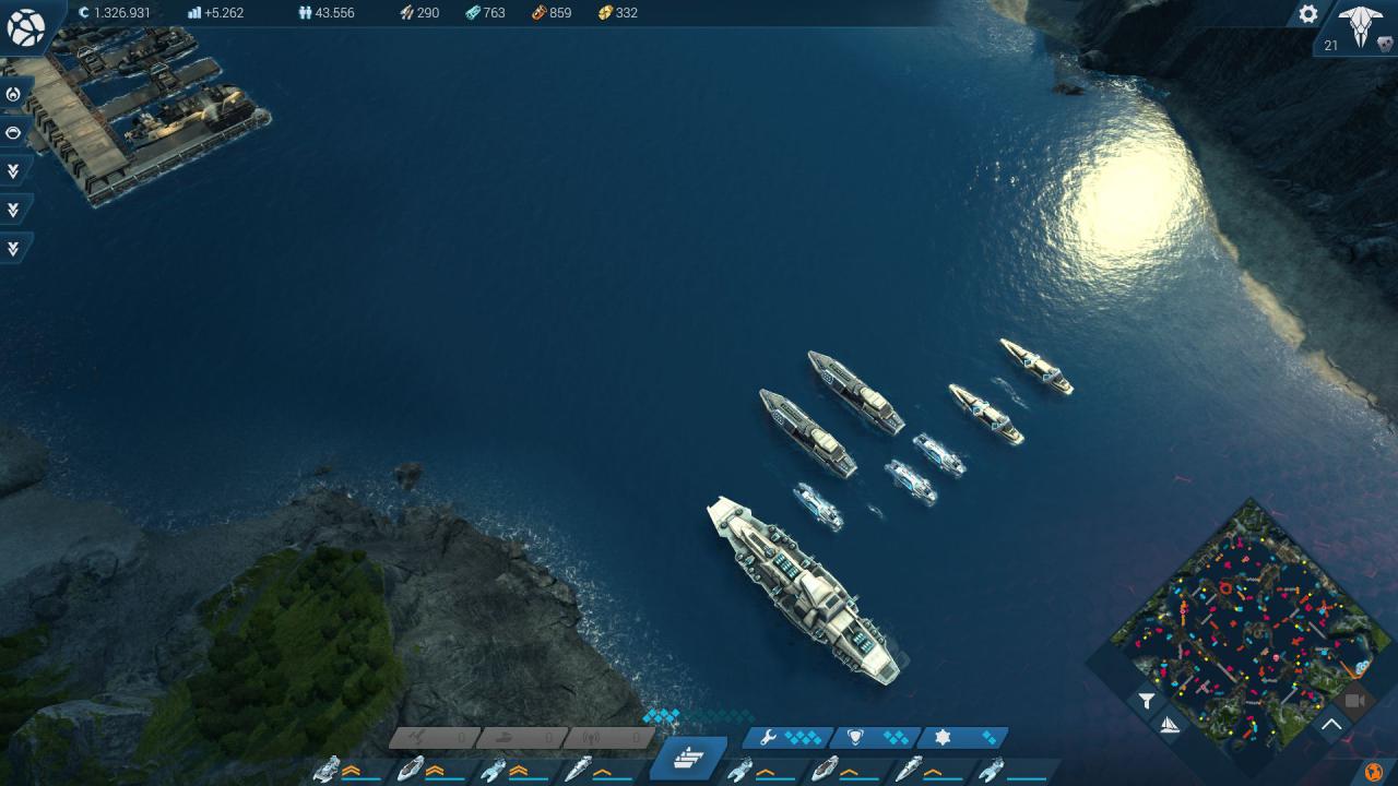 [04/11/2015] Das Militär in Anno 2205 besteht aus acht fest vorgegebenen Schiffen.
