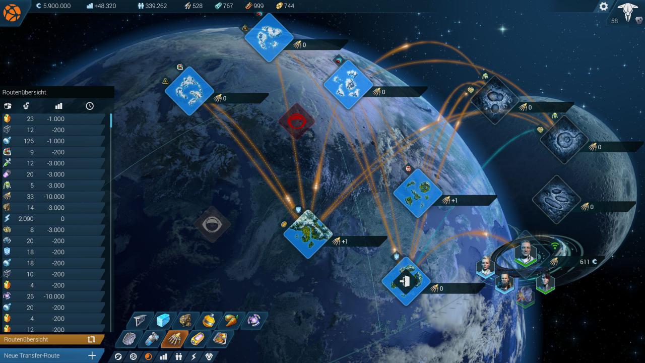 [04/11/2015] Mithilfe von Transferrouten verschieben wir in Anno 2205 Waren und verscherbeln Überschüsse auf dem Online-Weltmarkt.