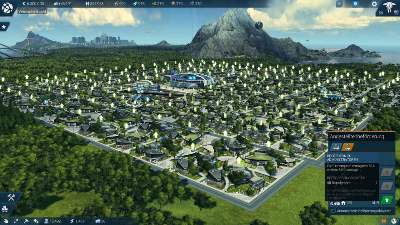 [09/11/2015] Anno 2205: Die Angestelltenbeförderung lässt sich zwar automatisch einstellen, wir raten jedoch dazu, das Häkchen zu deaktivieren, um negtive Bilanzüberraschungen zu vermeiden.