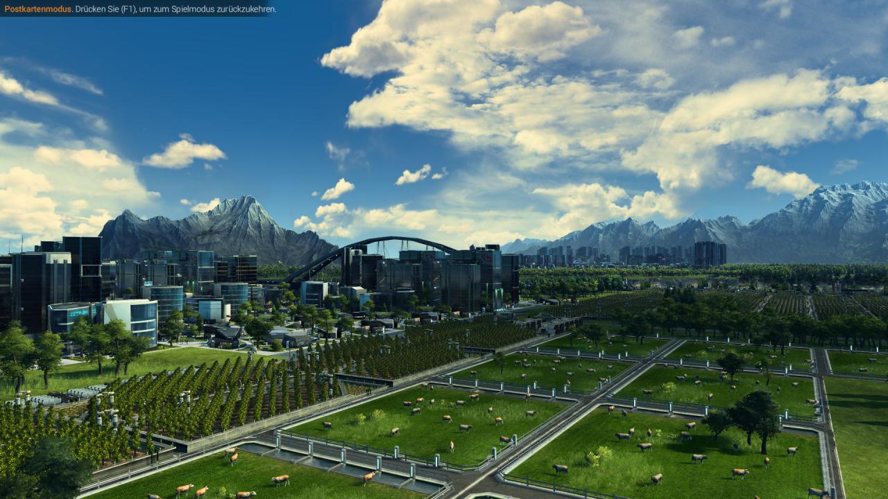 [09/11/2015] Anno 2205: Anbaumodule wie hier die Rinderfarm- und Obstplantagenerweiterungen kosten viel Platz!