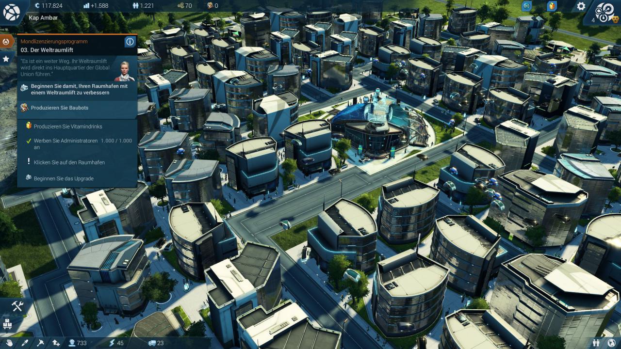 [09/11/2015] Anno 2205: Sobald ihr die Administrator-Stufe erreicht habt, gilt es, rasch die Produktion von Baubots anzukurbeln.