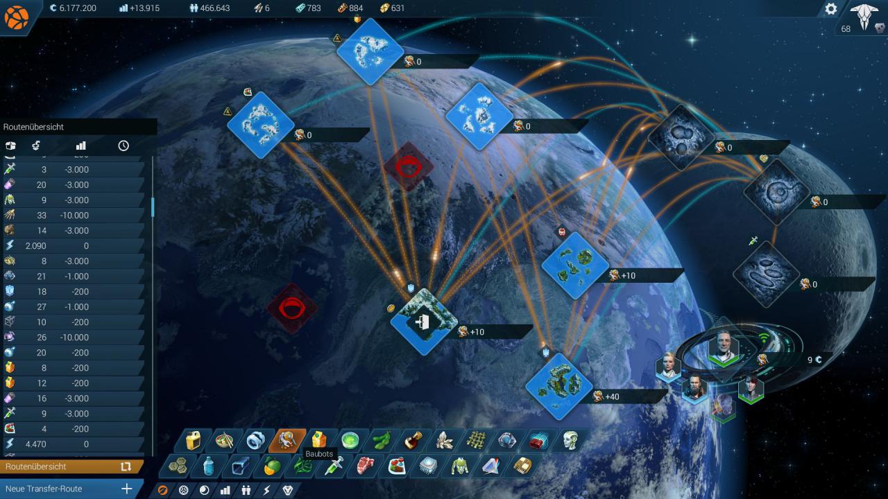 [09/11/2015] Anno 2205: Zu viel Überschuss bringt nix - zwar könnten wir 40 Einheiten Baubots verscherbeln, doch der Stückpreis ist lächerlich gering. Hier müsst ihr Produktions- und Transferkosten gut abwägen.