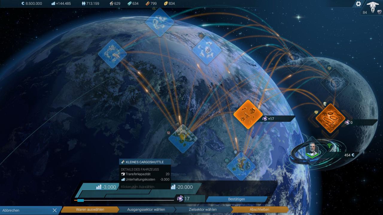 [12/11/2015] Anno 2205-Tipps: Parkt Überschüsse vom Mond zentral in der Gemäßigten Zone und verteilt die Ware von dort kostengünstig weiter.