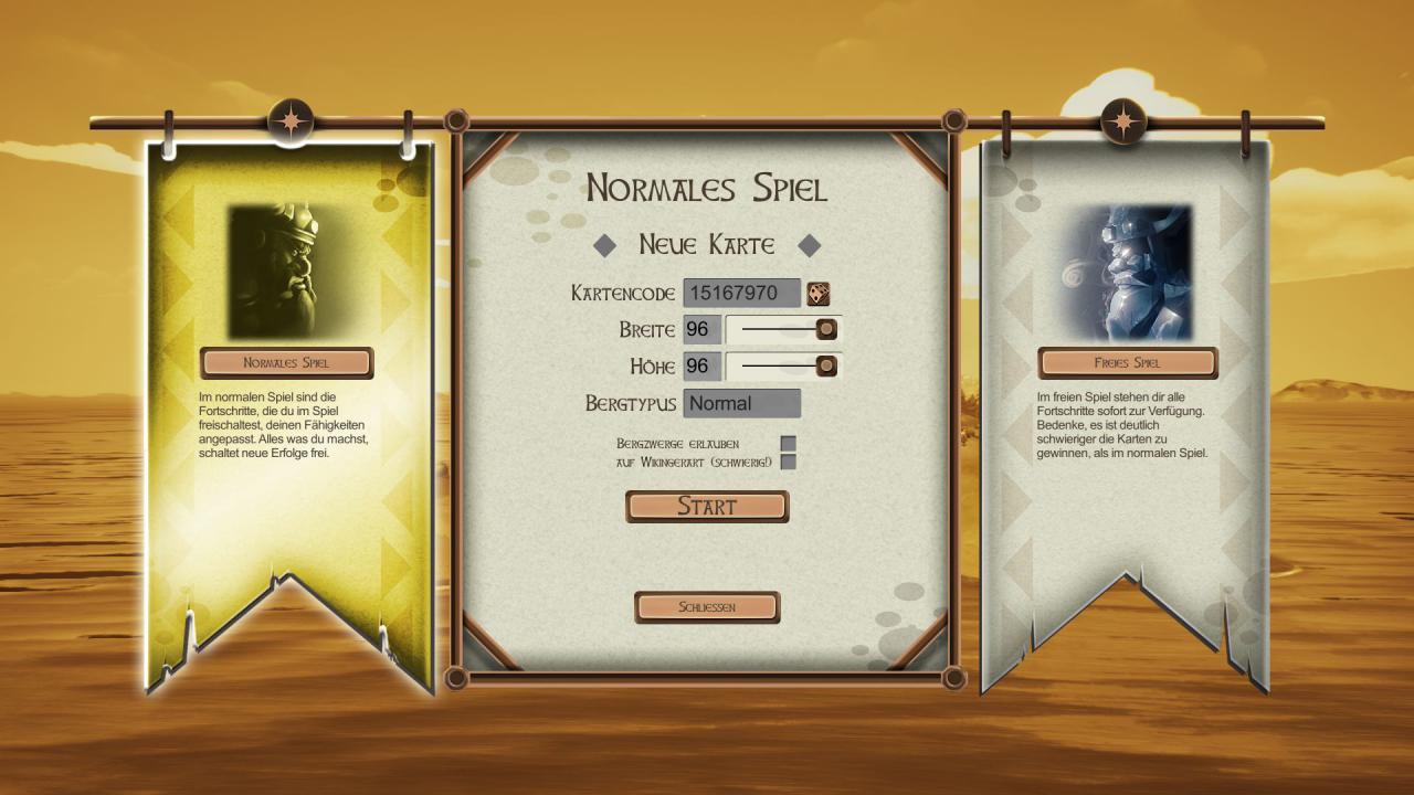 [26/11/2015] Valhalla Hills: Zwei Modi gibts - Normales und Freies Spiel. Keine Kampagne, keine Szenarien - siedeln in Reinkultur ist angesagt.