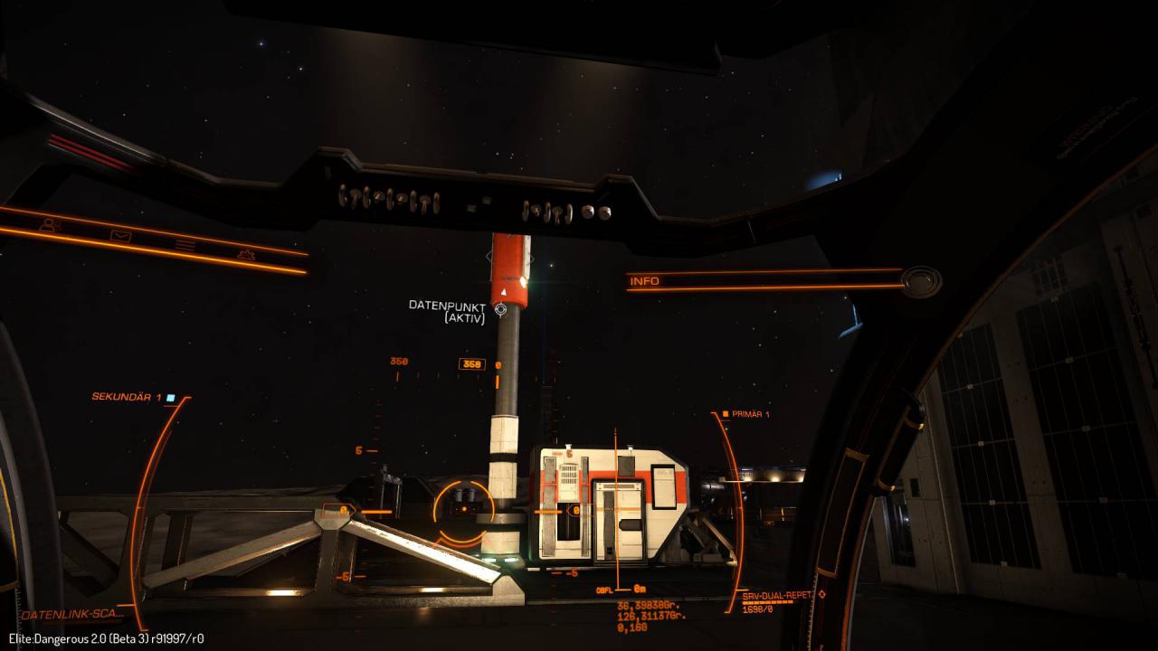 [09/12/2015] Elite Dangerous: Horizons - In dieser Bodenmission müssen wir verschiedene Datenpunkte aktivieren.