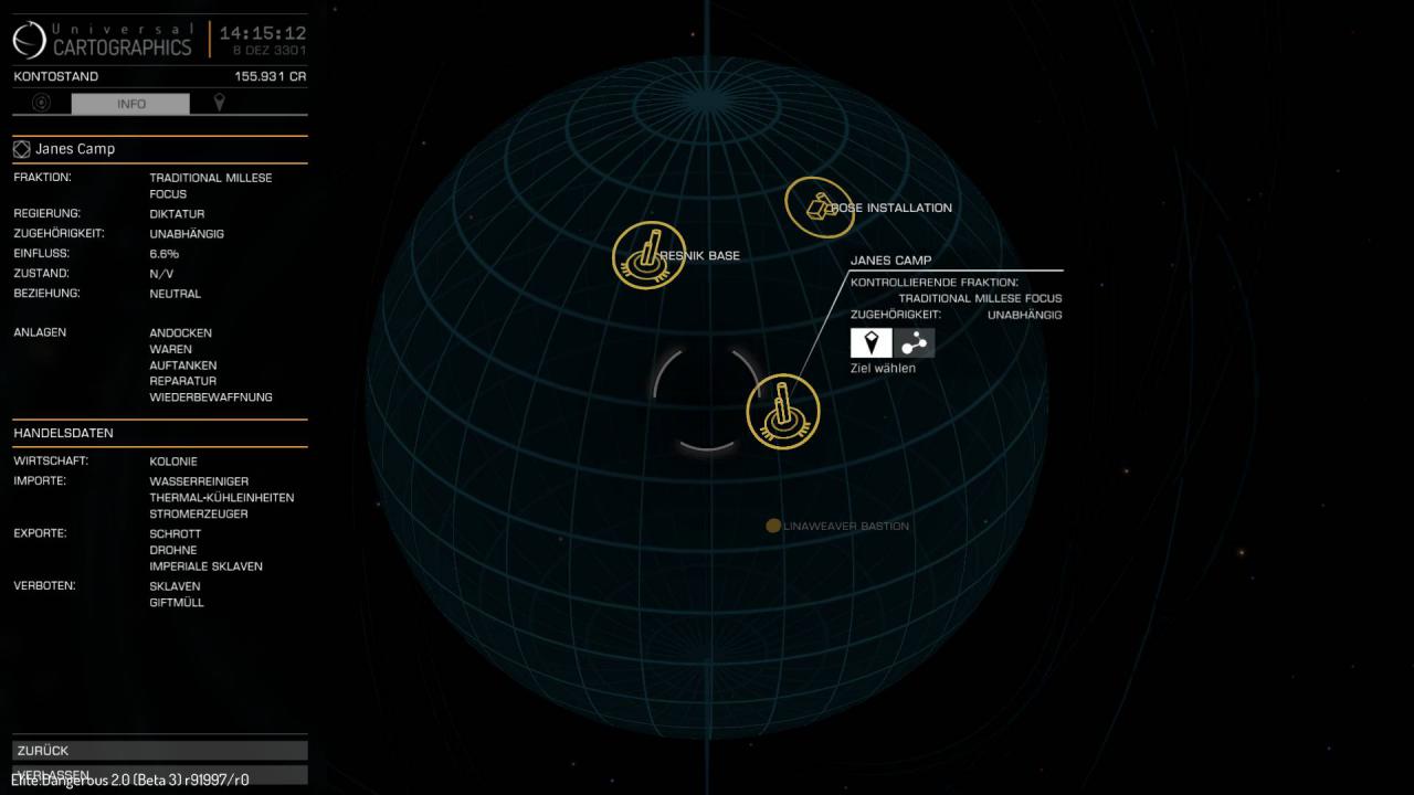 [09/12/2015] Elite Dangerous: Horizons - Oberflächenkarten zu den Planeten geben euch wertvolle Infos.
